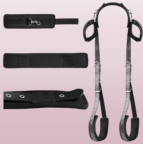 Couples Sex Harness || BDSM Handcuffs Restraints Kit || Open Leg Ankle Cuffs || SM Bondage Bed Straps || Adjustable Slave Erotic Bedroom