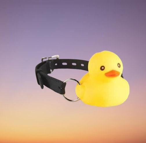 Mouth Gag Yellow Rubber Duck || Cute Leather Harness || Silicone Plug || Lesbian Couples Flirting BDSM Toy || Adjustable Sexy Adult Games