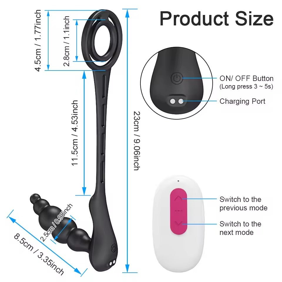 Dual-Ring Vibrating Anal Plug - Remote Controlled - view 10