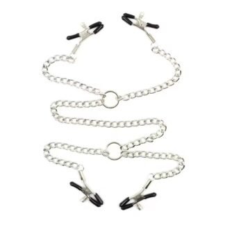 Metal Breast Clamps with Labia/Clit Clips - view 4