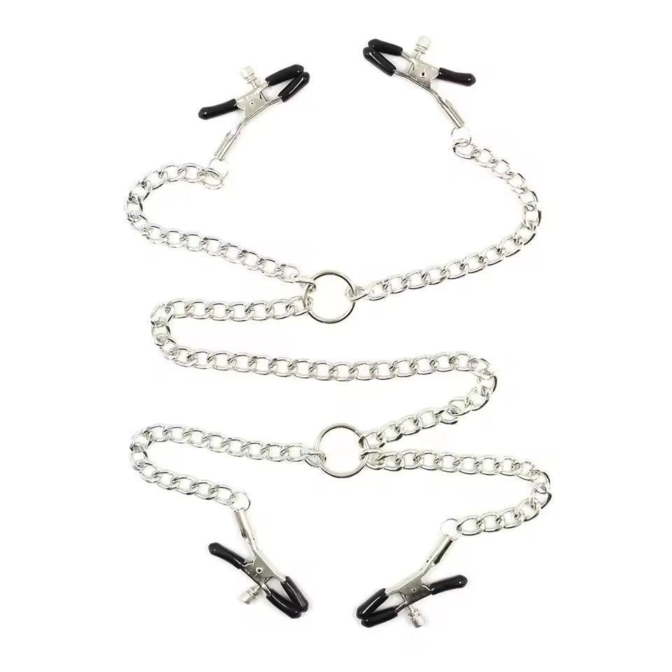 Metal Breast Clamps with Labia/Clit Clips - view 4